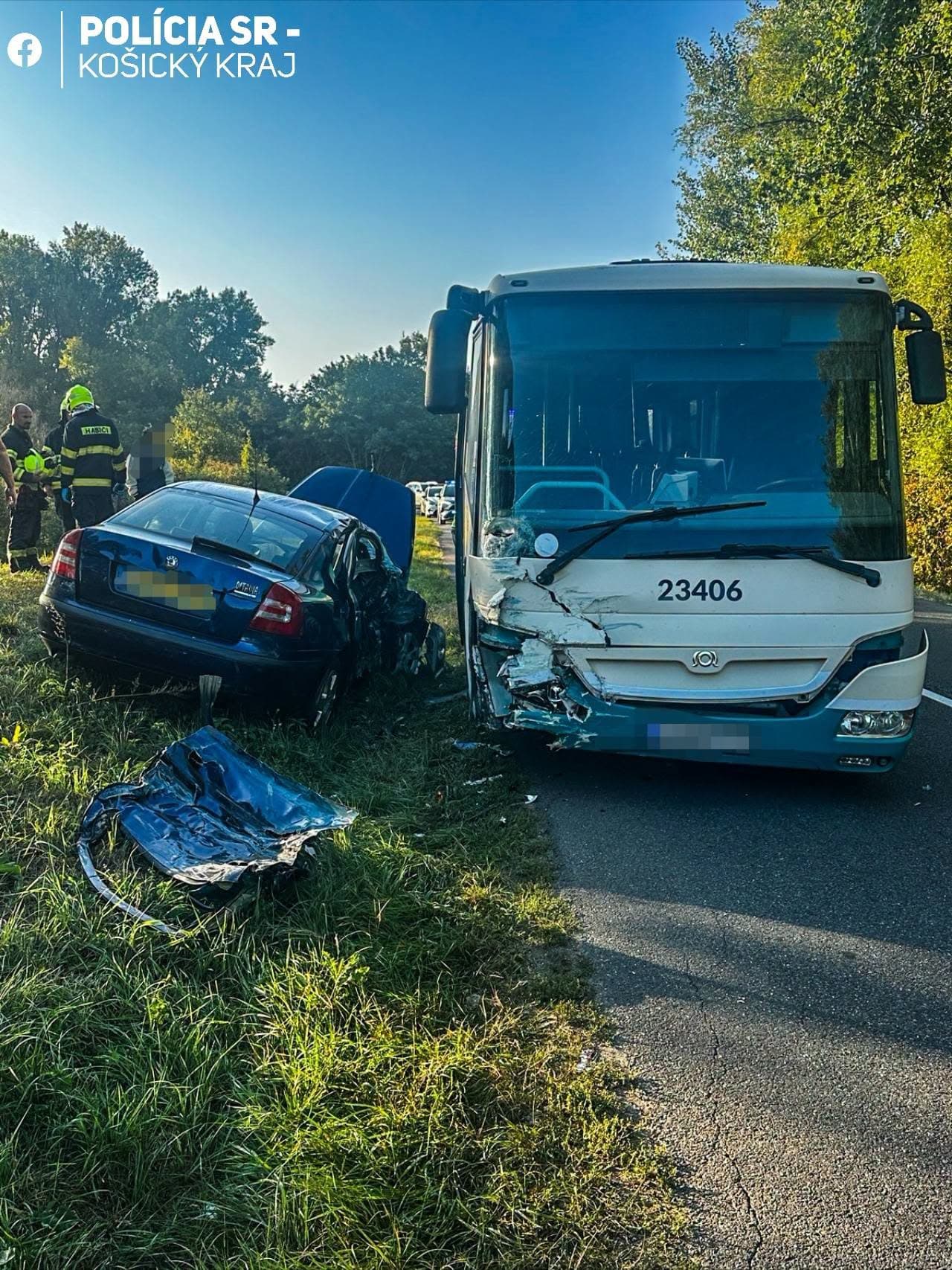 Near Michalovce, a bus with children and a car collided, there are injured